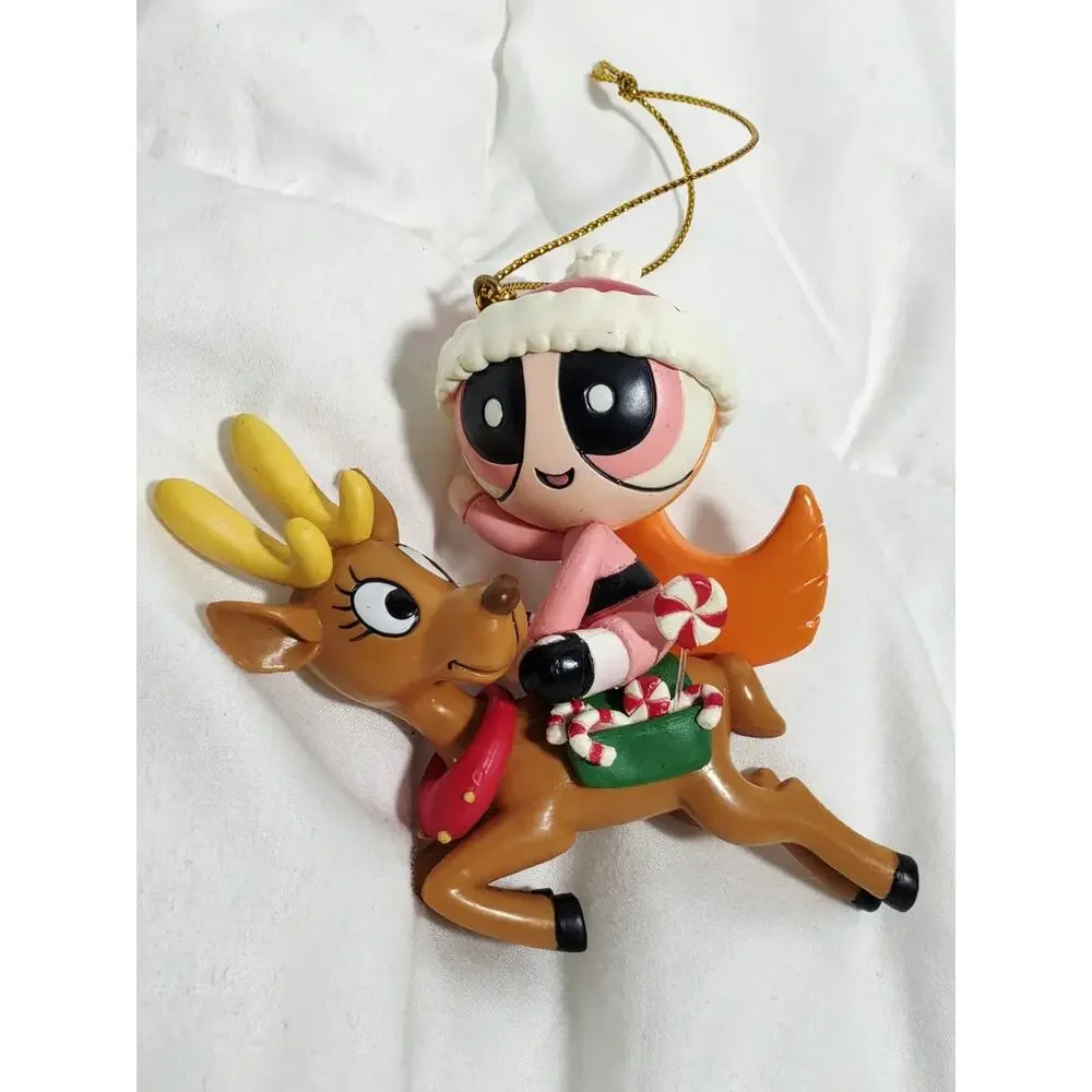 Powerpuff Girls Christmas Ornament Blossom Riding Reindeer Cartoon Network 2002